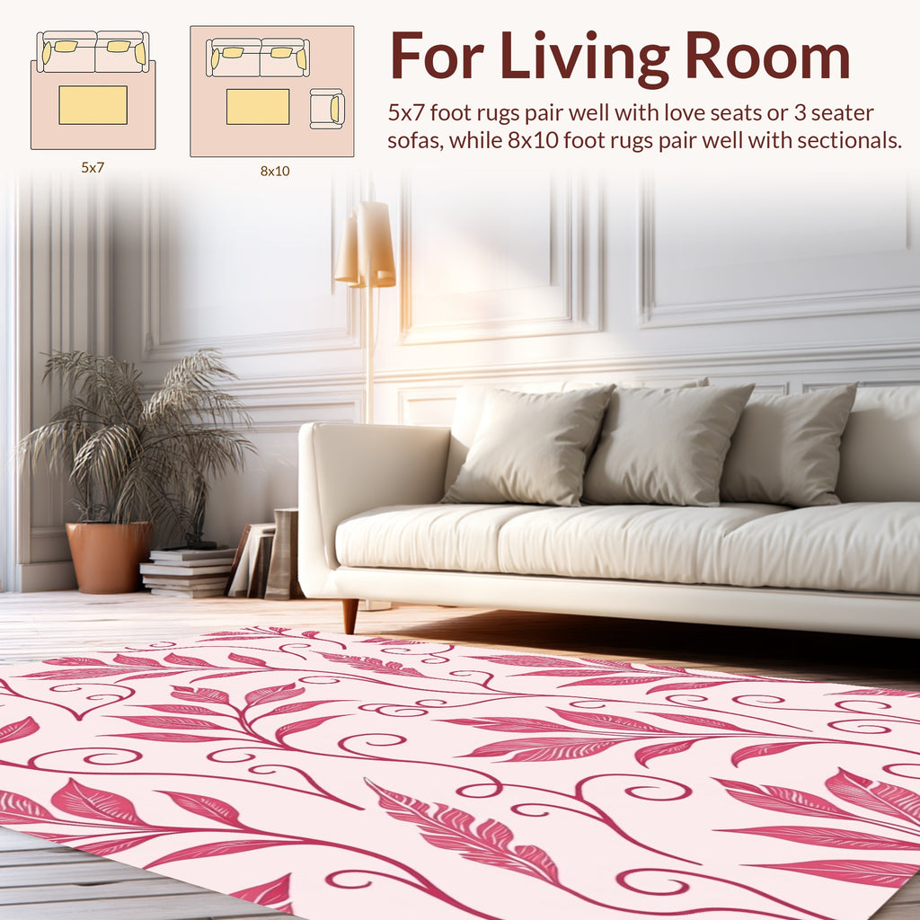 Vining Tropical Leaf Pattern Rug