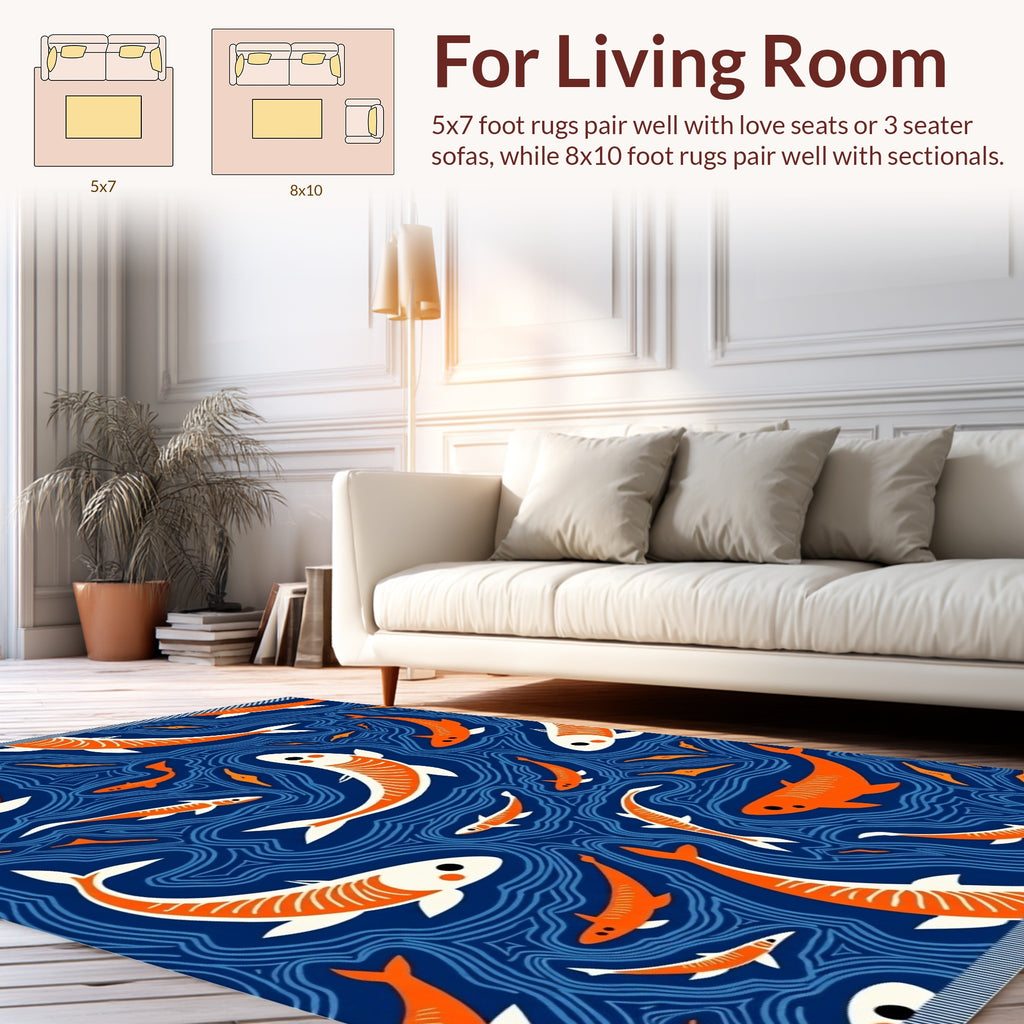Orange Fish Abstract Pattern Design Rug