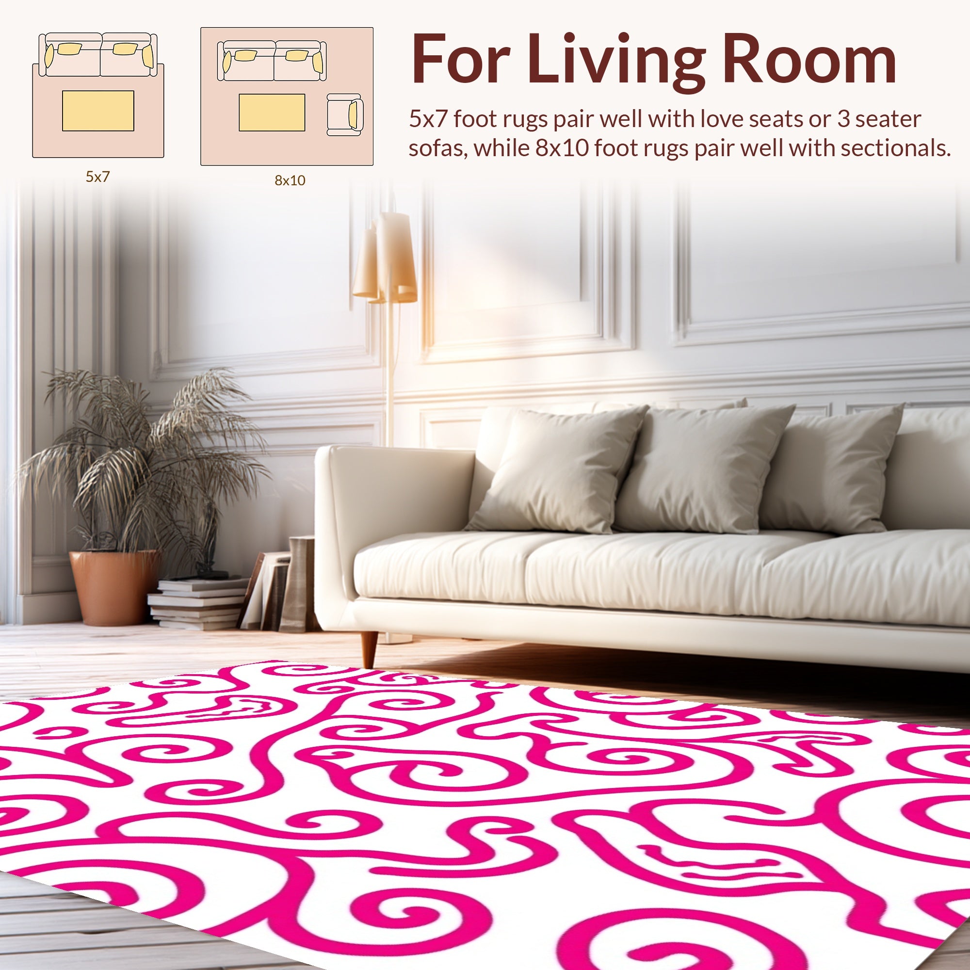 Bold Pink Swirl Abstract Design Rug