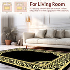 Elaborate Interlocking Golden Border Design Rug