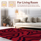Abstract Wavy Red Contour Pattern Rug