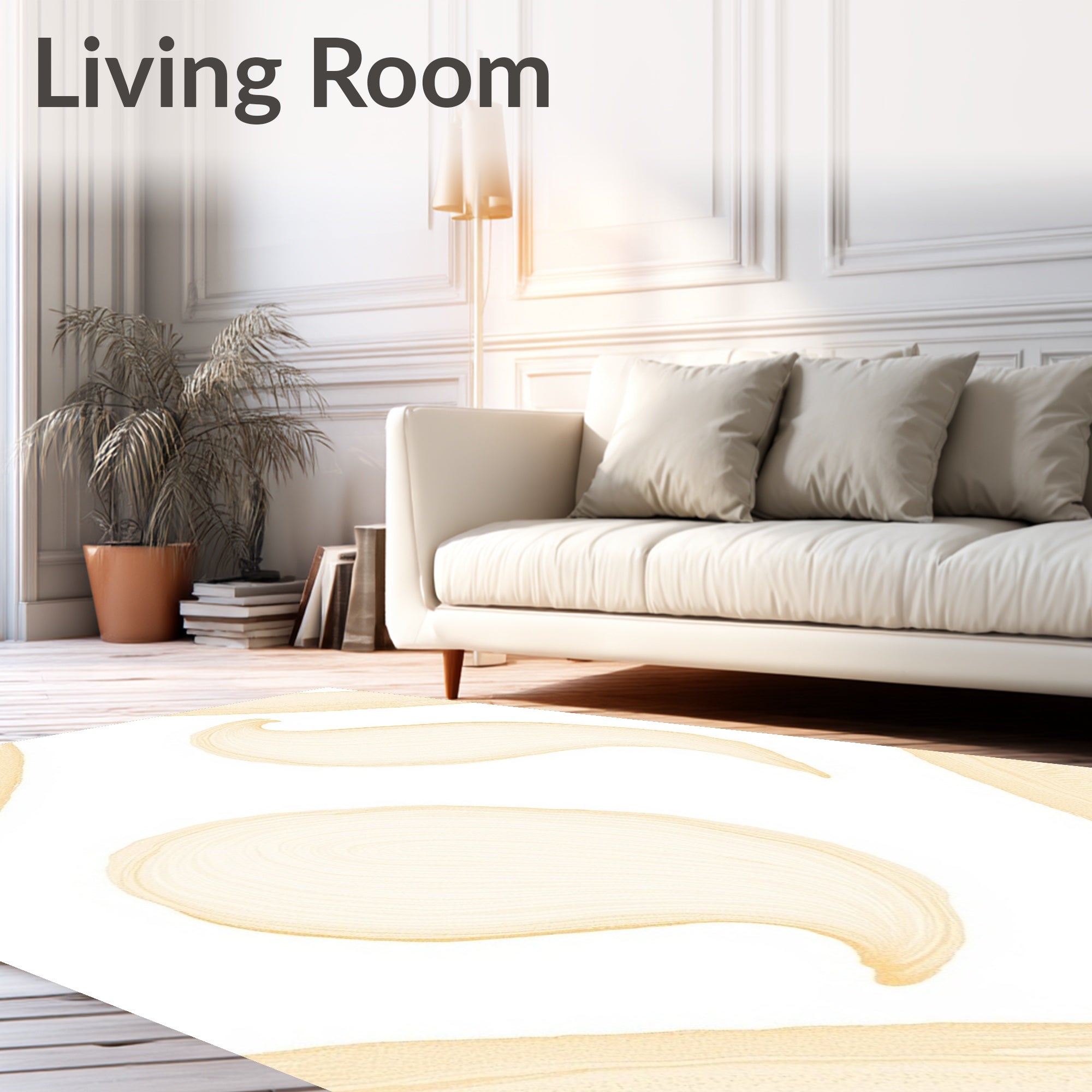 Soft Yellow Abstract Brush Strokes Rug