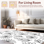 Floral Line Art Botanical Pattern Rug