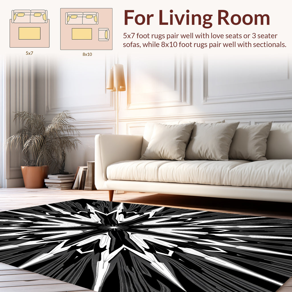 Abstract Mono Starburst Design Rug
