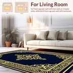 Elegant Gold Floral Medallion Pattern Rug