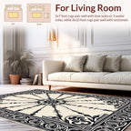 Intricate Black White Sunburst Floral Rug