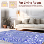 Abstract Blue Wavy Contour Design Rug