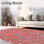 Crimson White Swirling Stripe Rug
