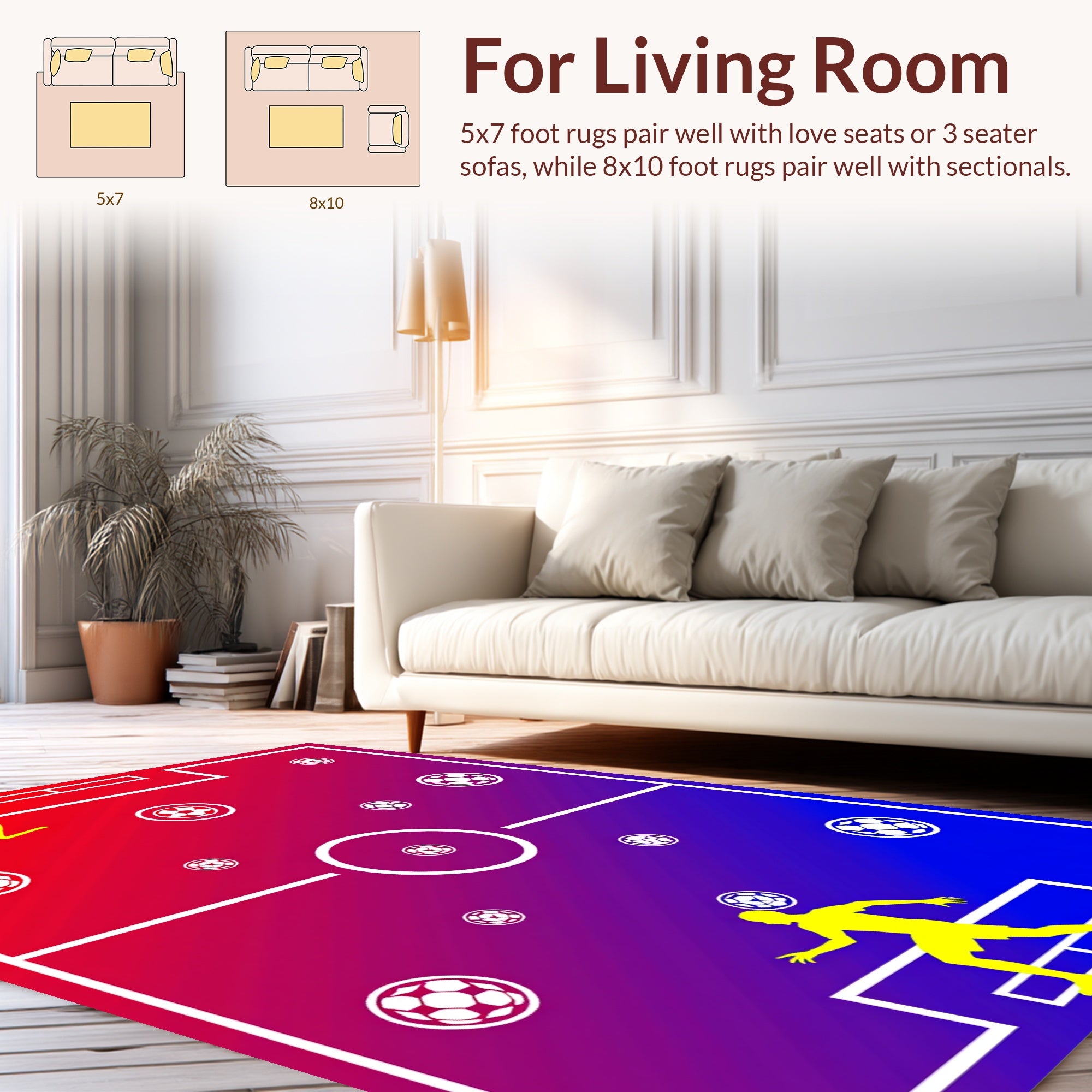 Soccer Field Red Blue Gradient Rug