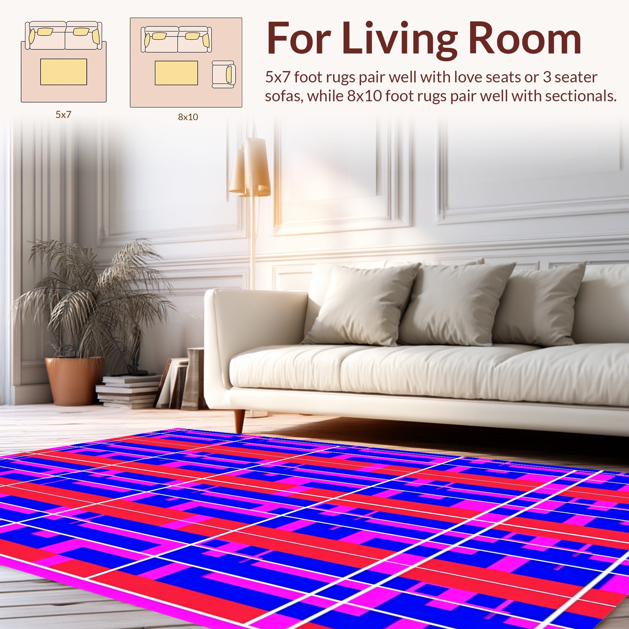 Bold Geometric Blocks Pattern Rug