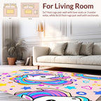 Playful Unicorn Rainbow Stars Pattern Rug