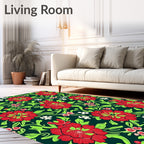Bold Red Floral Garden Vines Rug