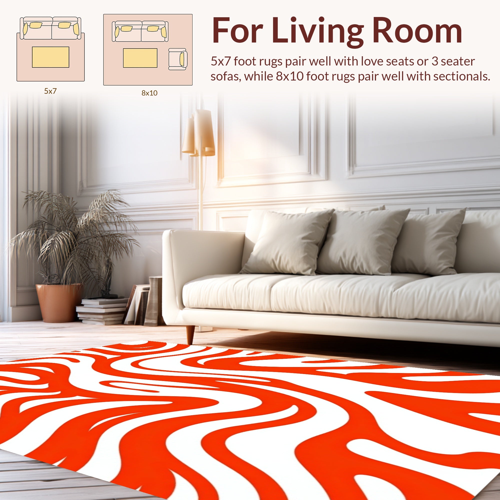 Swirling Orange Abstract Pattern Rug