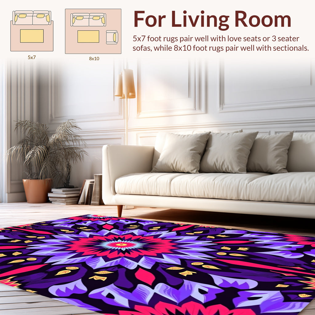 Vibrant Mandala Style Floral Pattern Rug