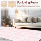 Soft Pink Geometric Maze Design Rug