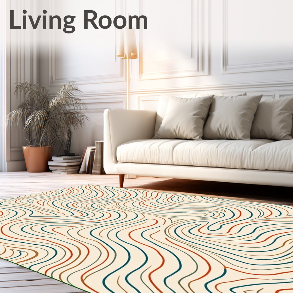 Curving Contour Lines Abstract Design Rug