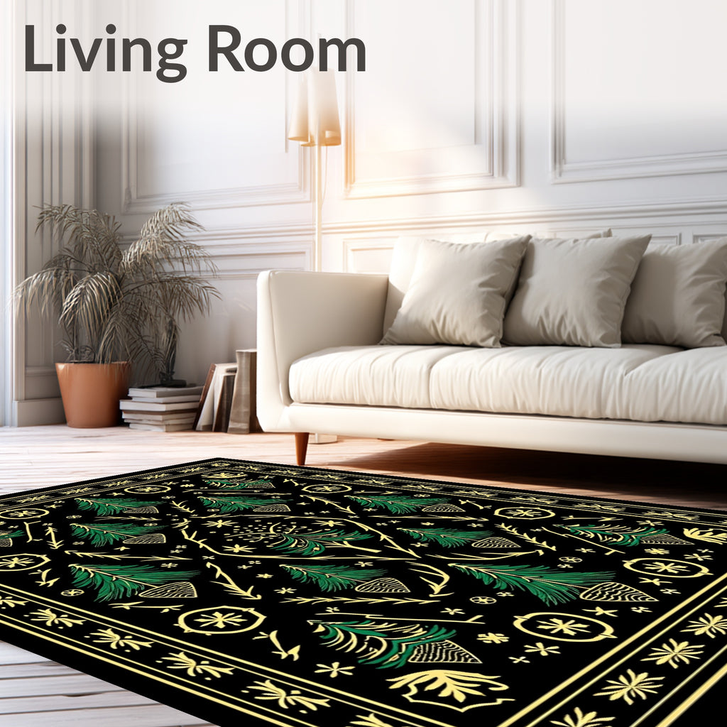 Forest Green Pine Tree Symmetry Rug
