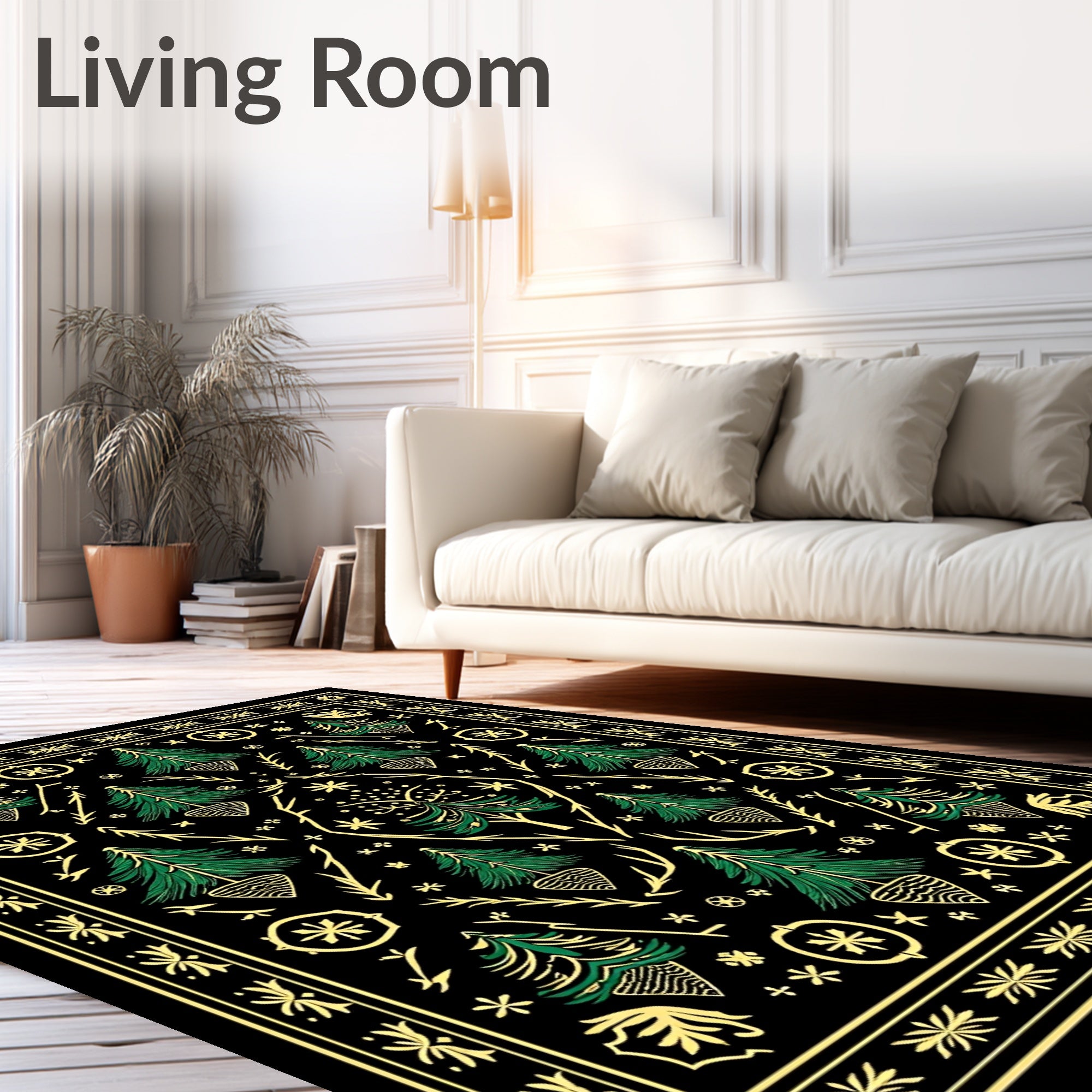 Forest Green Pine Tree Symmetry Rug