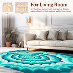 Teal Ocean Wave Radial Pattern Rug