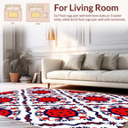 Red and Blue Floral Mandala Pattern Rug