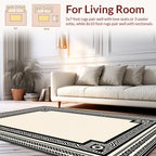 Classic Black White Geometric Border Rug