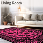Hot Pink Skull Floral Medallion Rug