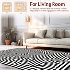 Black White Maze Pattern Rug