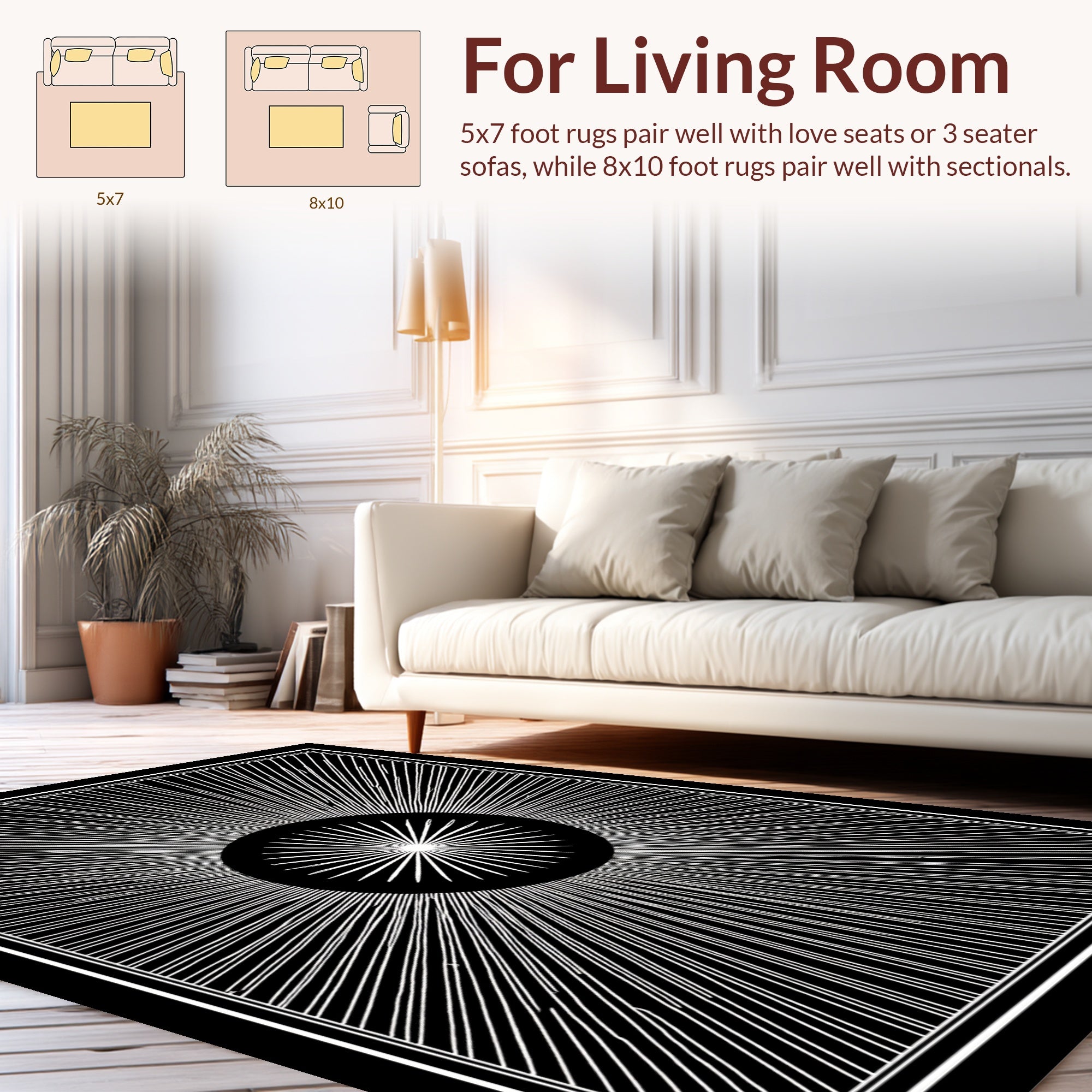 Radiant Sunburst Contemporary Geometric Rug