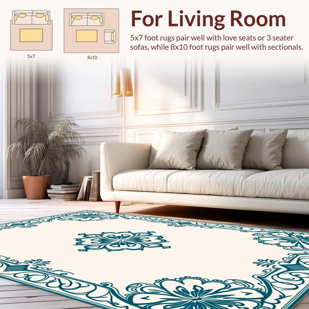 Intricate Floral Frame Design Rug