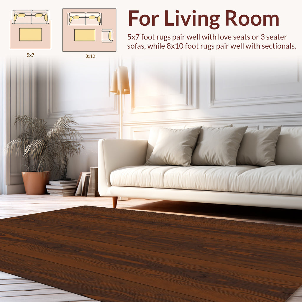 Dark Wood Grain Symmetric Pattern Rug