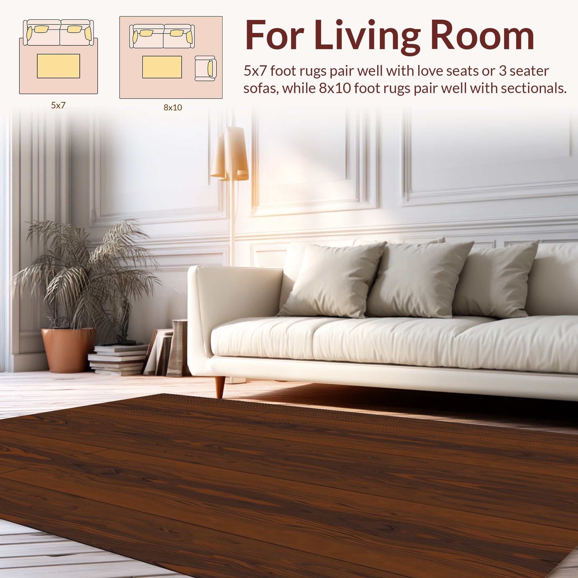 Dark Wood Grain Symmetric Pattern Rug