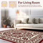 Maroon Floral Medallion Ornate Rug