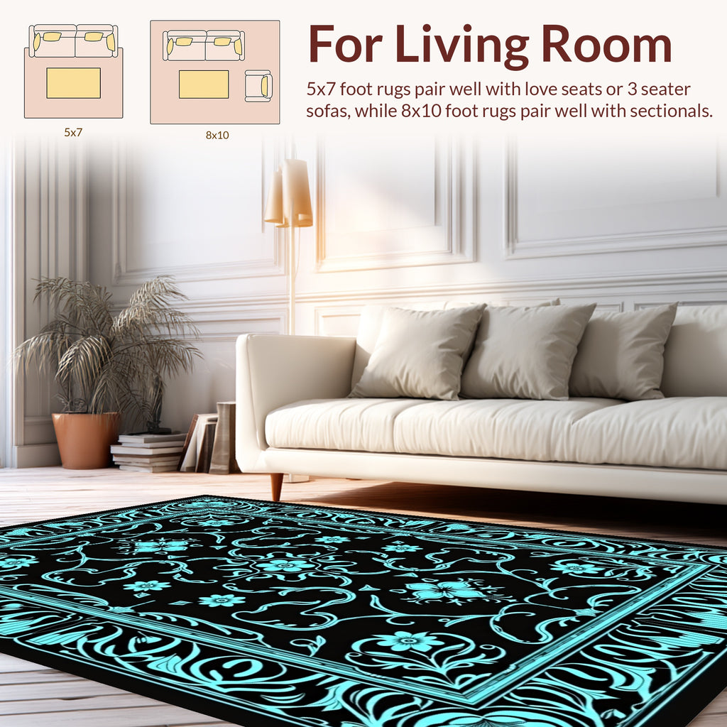 Art Nouveau Floral Border Rug Design Rug