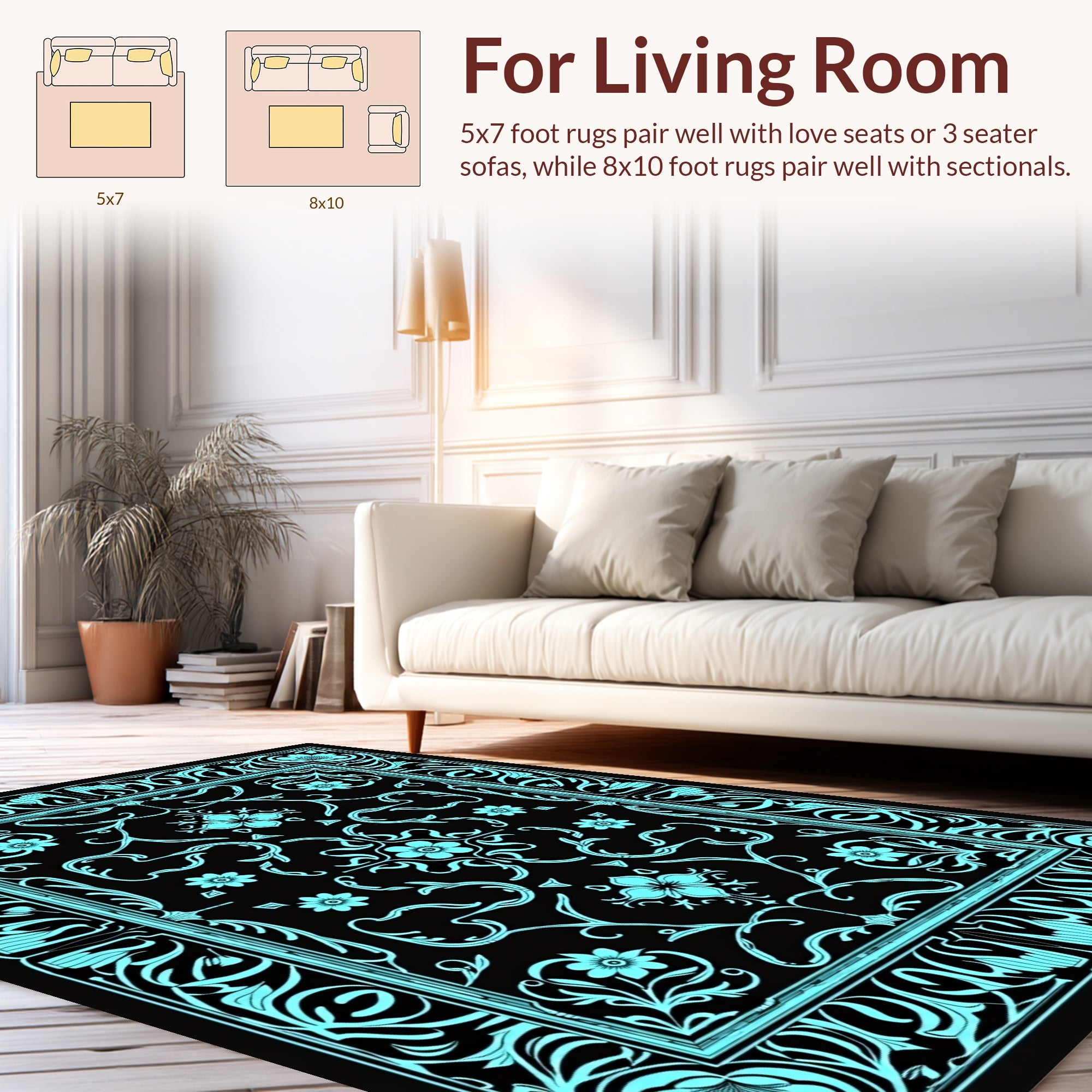 Art Nouveau Floral Border Rug Design Rug