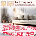 Red Floral Mandals Inspired Design Rug