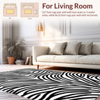 Bold Black White Wavy Stripes Rug