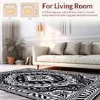 Elegant Black and White Floral Mandala Rug