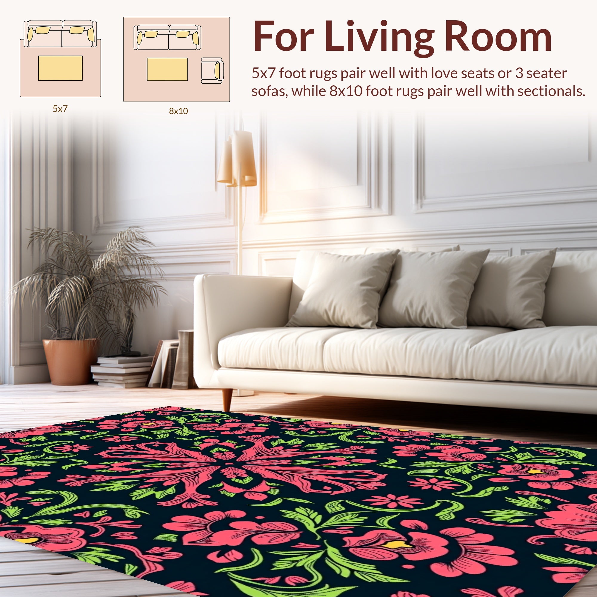 Vibrant Floral Mandala Pattern Rug