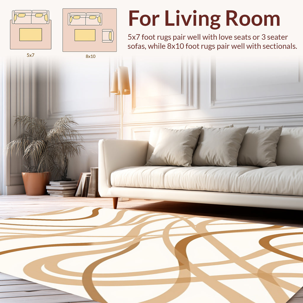 Abstract Wavy Lines Natural Palette Rug
