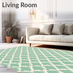 Soft Mint Lattice Diamond Rug