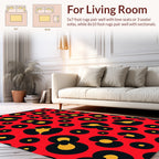 Bold Red Leopard Spot Pattern Rug