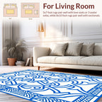 Blue Intricate Geometric Pattern Rug