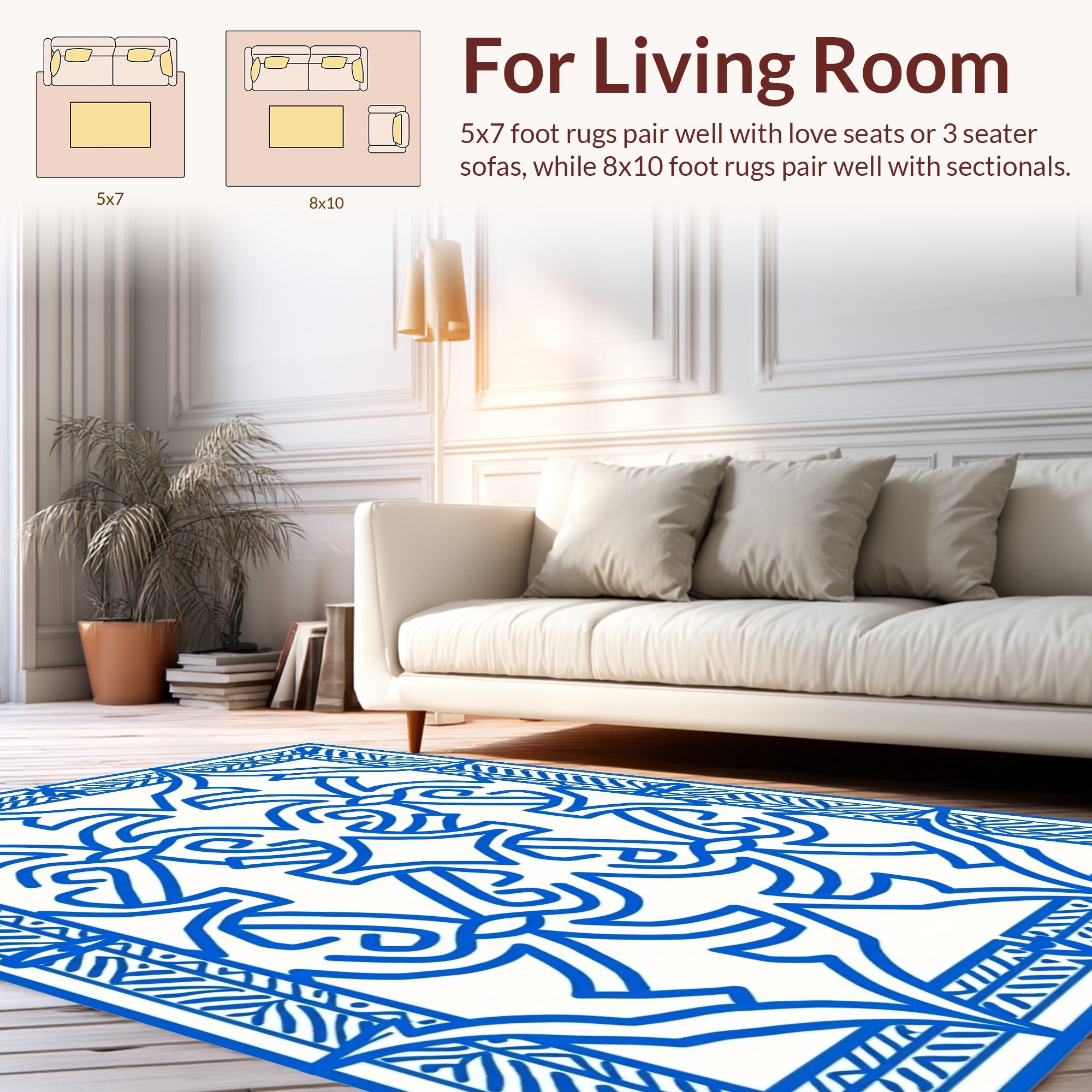 Blue Intricate Geometric Pattern Rug