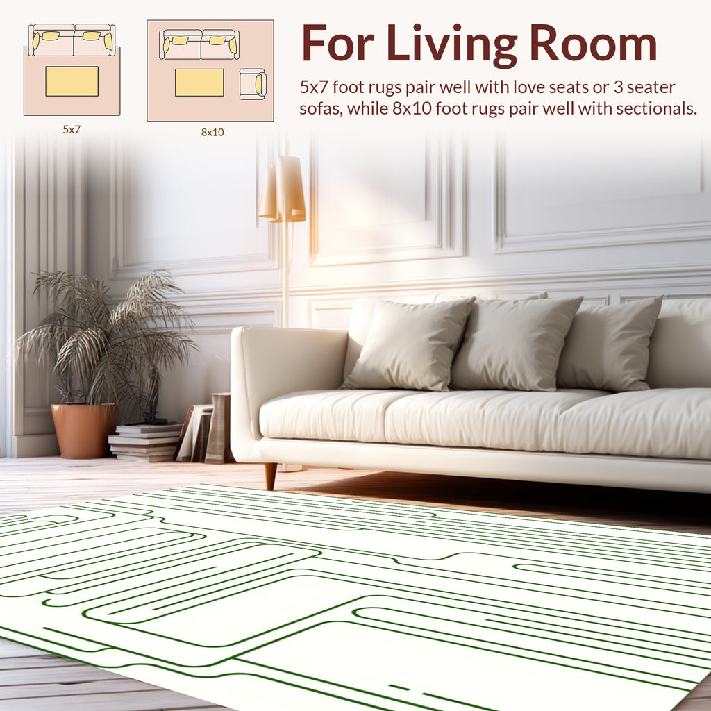 Organic Green Line Maze Rug