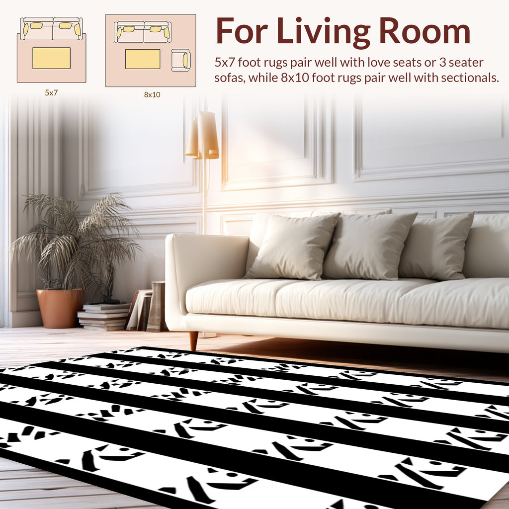 Abstract Black White Stripe Pattern Rug