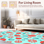 Red Oval Flower Pattern Rug
