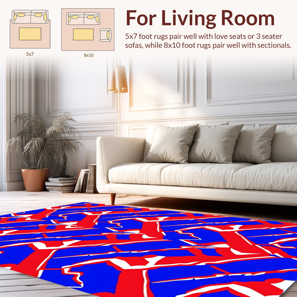 Abstract Red Blue Sharp Lines Rug