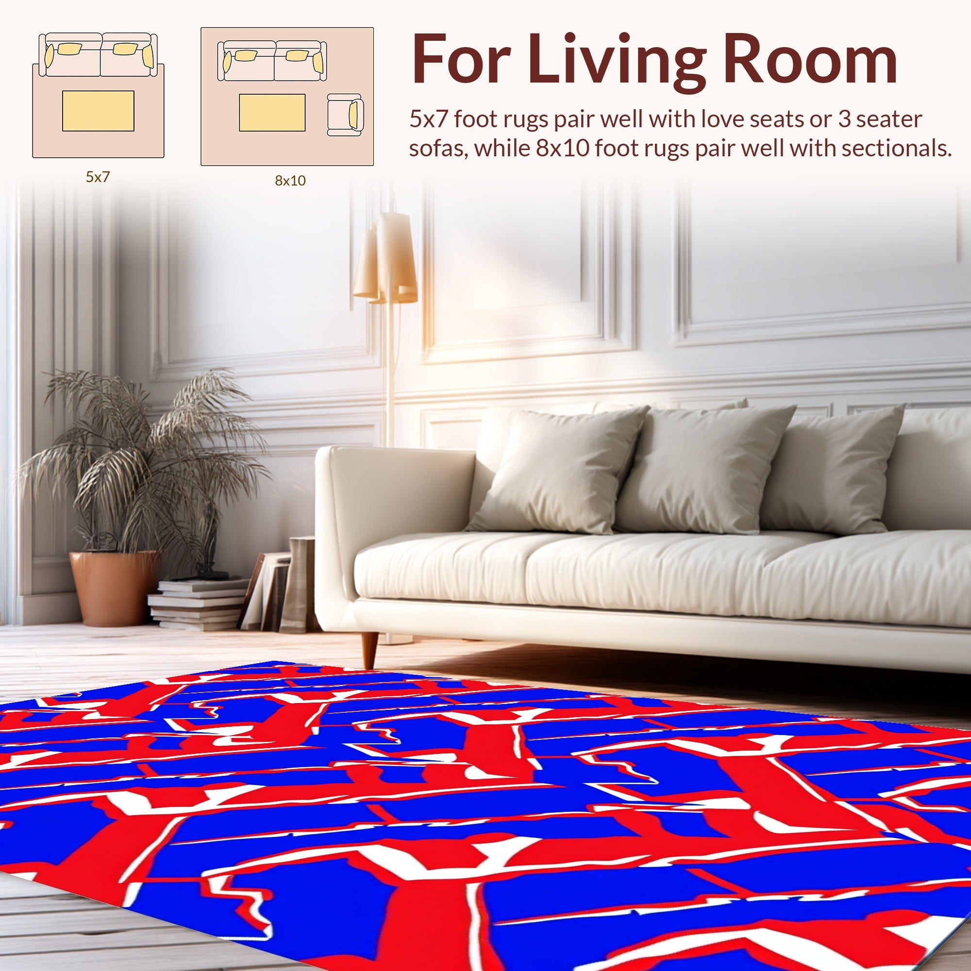 Abstract Red Blue Sharp Lines Rug