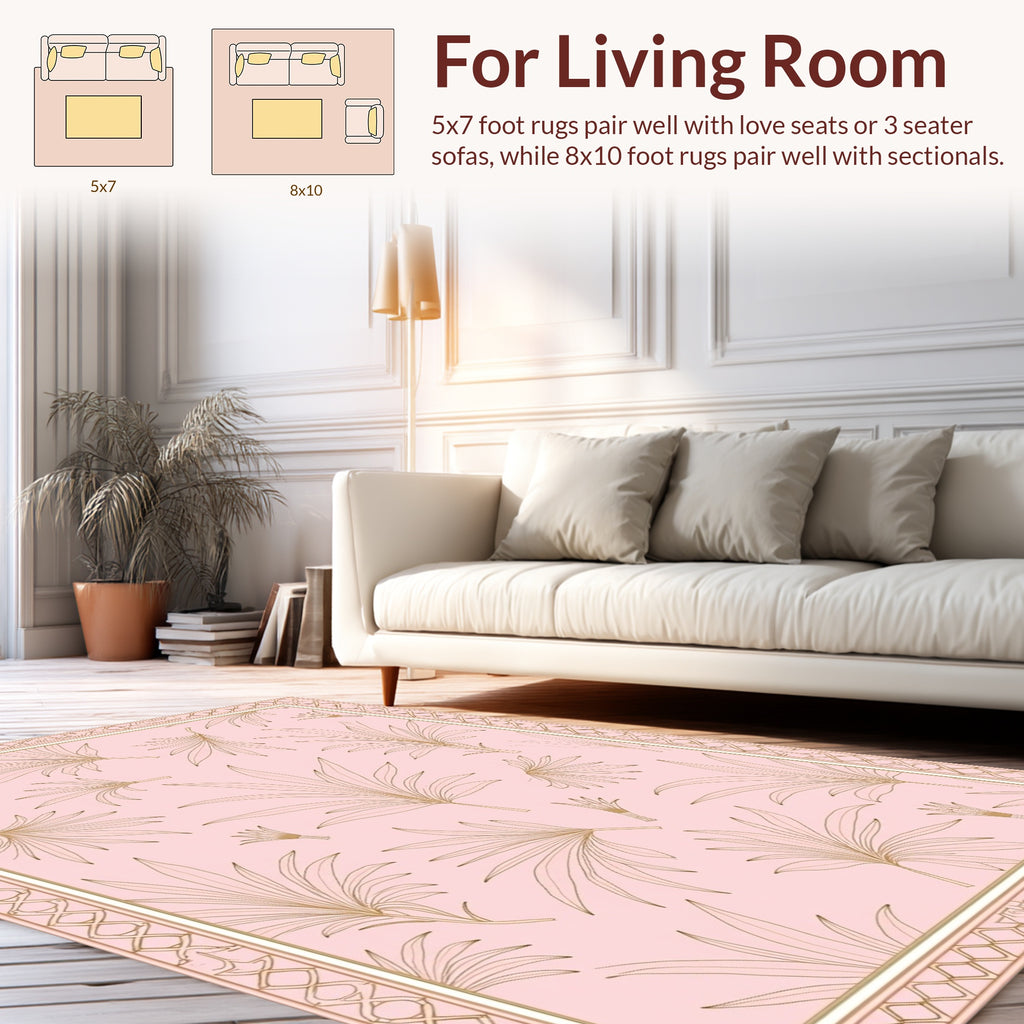 Botanical Palm Leaf Outline Delicate Rug
