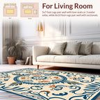Ornate Blue and Orange Floral Medallion Rug